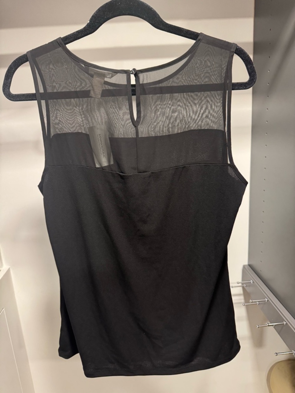 Banana Republic Black Sheer Yoke Top